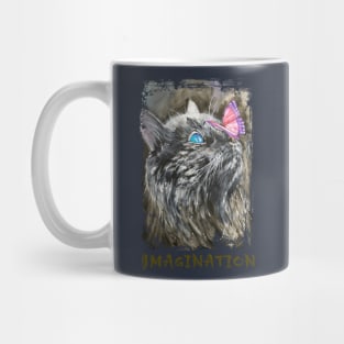 cat and  butterfly, imagination Mug